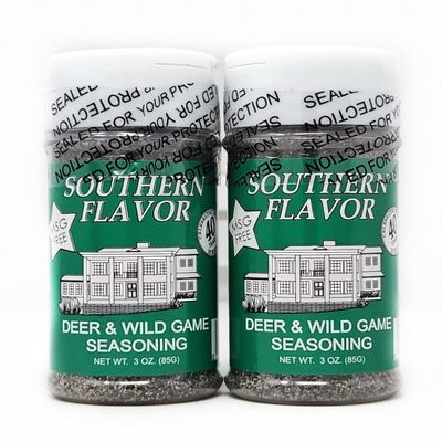 2 Pack of Southern Flavor Seasoning 4oz MSG Free for Over 40 Years Spice Rub Shakers (3oz, Deer and Wild Game Seasoning)