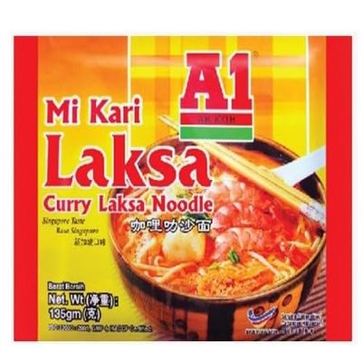 A1 Instant Noodle - Curry Laksa Noodle 135g x 3Pkts -Using fresh Curry Laksa Paste to remain the taste of the Laksa aroma and frangant of Curry Spices