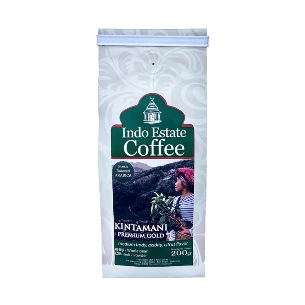 Indo Estate Coffee, Indonesia Coffee, Kintamani Premium Gold, 200g, Powder (Pack of 1)