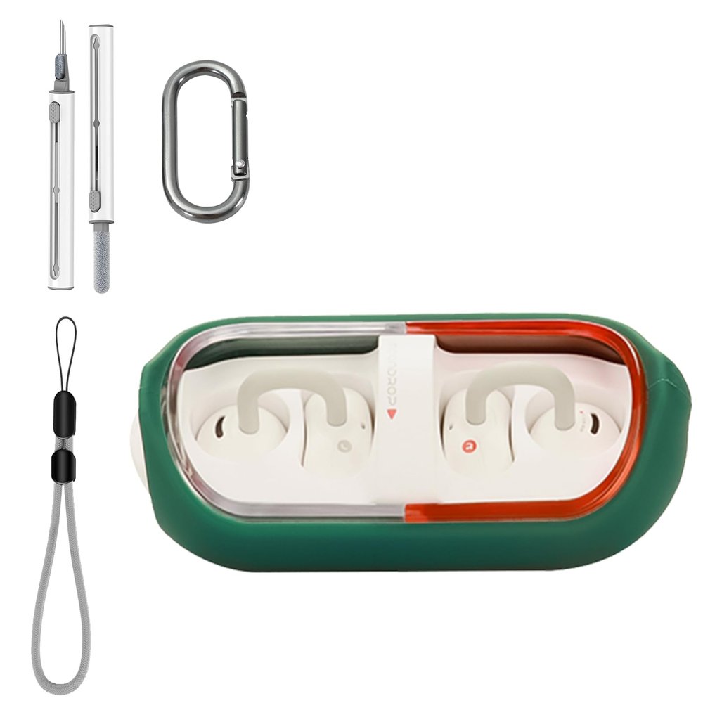 for MOONDROP Pill Case Cover with Cleaner Kit,Soft Skin Silicone Case Cover with Keychain and Lanyard,Full Protective Case for Men and Women-Green