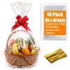 Bonison Large Cellophane Gift Basket Bags 3040 Inch, 10 Pack Clear Easter Basket Wrap Bags for Large Gift Baskets, Party Favor Treat Bags with Ties for Easter, Birthday, Wedding & Holiday Gifts view 1