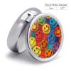 Colorful Smiley Face Pill Box Round Portable Small Pill Case Waterproof Travel Pill Box Organizer for Pocket Purse and Daily Convenience view 2