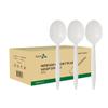 1000 Pack Apsic Plastic Soup Spoons, 5.5" Disposable Solid Spoons Silverware Set, Bulk Utensils Cutlery for Christmas Party, Weddings, Take-out Fast Food, Kitchen Restaurants Supply - White view 1