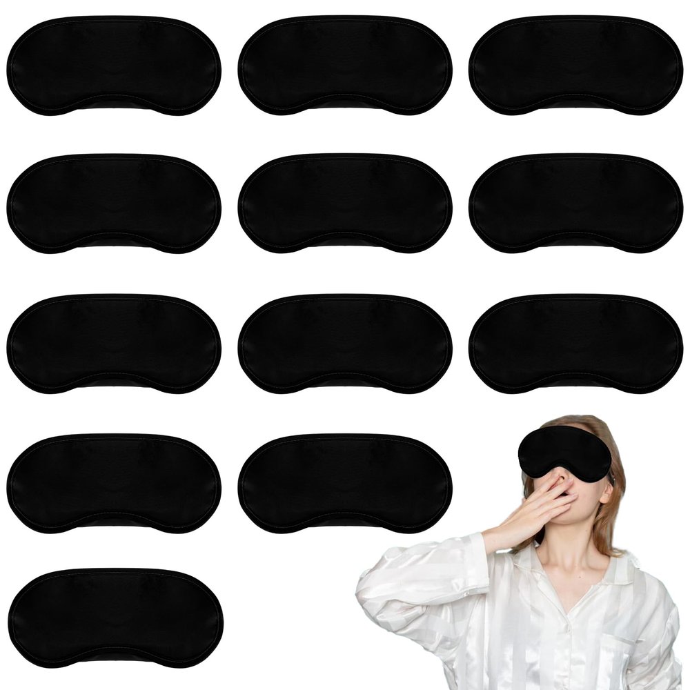 12 Pcs Blind Fold for Game Sleep Eye Masks Set, Black Blindfolds Mask Games Eye Cover with Adjustable Elastic Strap Blind Folds for Game, Travel Sleeping