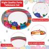 100Pcs Mexican Fiesta Party Plates 10" x 12" Large Disposable 400 GSM Heavy Duty Mexican Floral Stripes Oval Paper Plates Cinco De Mayo Decorations for Baby Shower Mexico Taco Party Supplies view 2