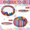 100Pcs Mexican Fiesta Party Plates 10" x 12" Large Disposable 400 GSM Heavy Duty Mexican Floral Stripes Oval Paper Plates Cinco De Mayo Decorations for Baby Shower Mexico Taco Party Supplies view 3