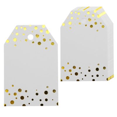 100Pcs Gold Dot Gift Tags - Party Favor Gift Tags for Baby Shower, Wedding, Birthday, Christmas Party Favors Present