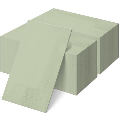 100Pcs Sage Green Disposable Paper Napkins,Decorative Dinner Cocktail Napkin Paper Hand Towels for Easter,Baby Shower,Wedding,Birthday,Party Decorations and Supplies,7.9x4.3 Inch