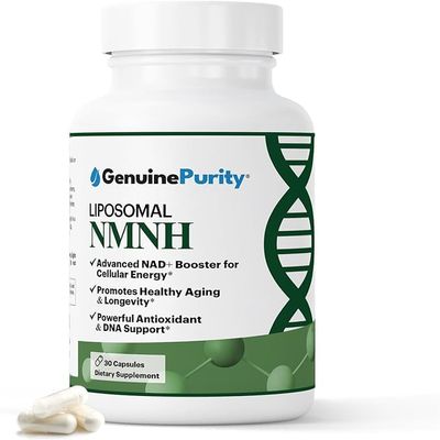 GenuinePurity - NMNH NAD Supplement - 250mg, 30 Count Liposomal NAD+ Supplement for Cellular Health & Energy - GMP Certified Advanced Reduced Form of NMN for Superior Stability & Absorption