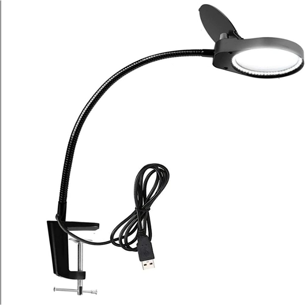 Magnifying Glass,Lamp 3X 10X Desk Clip-on Lamp Lighted Illuminated Optical for Inspection Beauty Dentistry 8X15X Flexible Gooseneck Arm Marriage