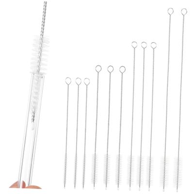 SHERCHPRY 11pcs Stainless Steel Straw Brush Kit Long Handle Tube Cleaning Brush for Straw Bottle
