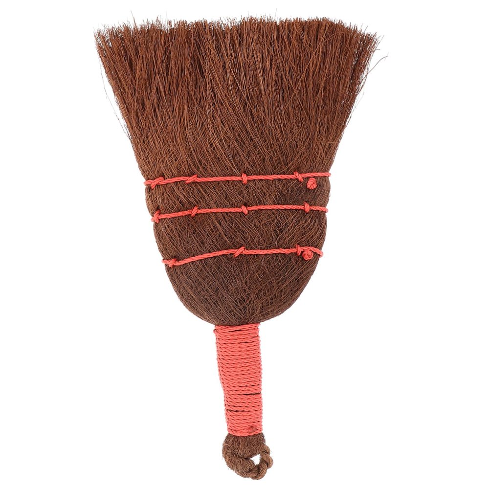 HOUDERCO Palm Fiber Mini Desk Cleaning Broom Bamboo Handle Compact Household Dust Remover for Home Office and Car