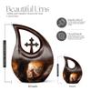 JAGLASH Wolf Memorial Urns for Adult Male - Large Brown Funeral Urns for Human Ashes Adult Female - Cross Drop Burial Urn for Ashes for Women - Cremation Urn for Mom & Dad - 10 Inch view 2
