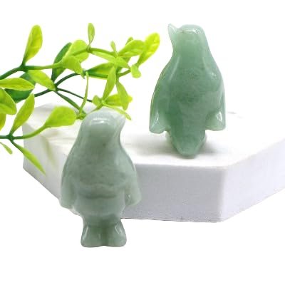1.5inch Penguin Natural Healing Crystals Stone Carved Animal Figurine Reiki Gemstone Craft Quartz Home Decoration DIY Gifts,1pc-Green