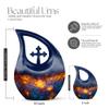 JAGLASH Flowers Funeral Urns for Human Ashes Adult Female - Large Blue Memorial Urns for Adult Male - Yellow Flower Cremation Urn - Burial Urn for Ashes for Women - 10 Inch (Cross Drop) view 2