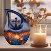 JAGLASH Flowers Funeral Urns for Human Ashes Adult Female - Large Blue Memorial Urns for Adult Male - Yellow Flower Cremation Urn - Burial Urn for Ashes for Women - 10 Inch (Cross Drop) view 3