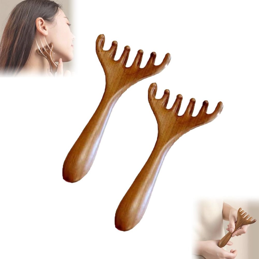 Meridian Comb,Six-Claw Meridian Massage Comb,Fivetouch Therapy Combs,Wooden Acupoint Massage,Portable Versatile Scraping Massage Tool,for Scalp, Face, Neck & Shoulder, (#A)