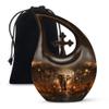 JAGLASH Elephant Cremation Urns for Human Ashes Adult Female - Large Wilderness Funeral Urns for Adult Male - Brown Cross Drop Decorative Burial Urn - Memorial Urn for Ashes for Women - 10 Inch view 1