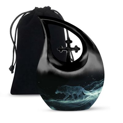JAGLASH Wolf Large Human Cremation Urns for Women - Funeral Urns for Ashes Adult Female Mom - 10 Inch