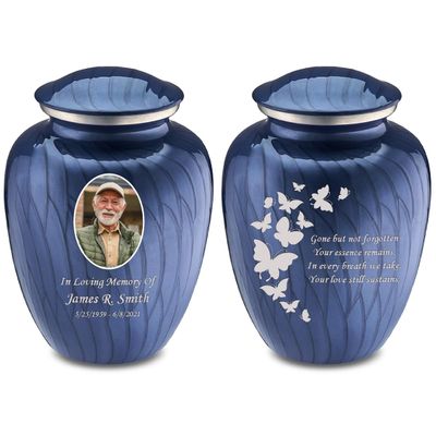 Geturns Embrace Adult Personalized Butterfly Cremation Urns for Human Ashes I Large Picture Charcoal Funeral Urn for Adult Men and Women with Double Side Engraving I 200 lbs