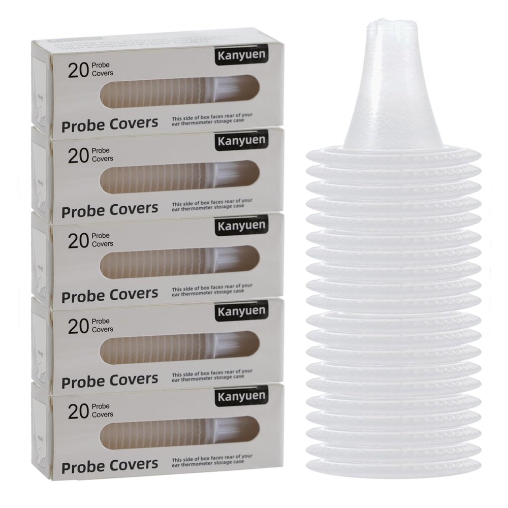 Kanyuen 100X Ear Thermometer Probe Covers, Disposable Lens Filters for Braun Thermoscan Themometer, BPA-Free, Refill Covers for Accurate Digital Temperature Readings
