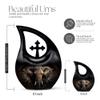 JAGLASH Elephant Memorial Cremation Urns for Adult Father & Mother - Black Large Burial Urns for Human Ashes Adult Women & Men - Funeral Decorative Urn for Human 10 Inch view 2