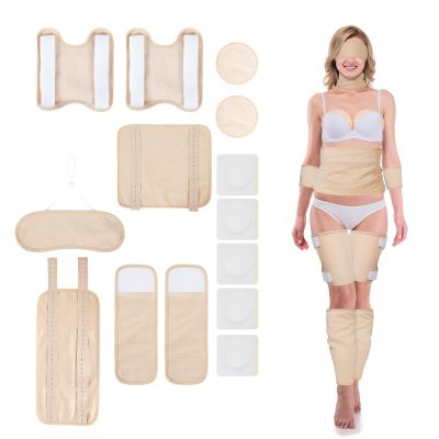 14 Pcs Reusable Organic Cotton Castor Oil Pack Wrap Kit, Adjustable Straps with 5 Belly Button Patch, Less-Mess Leak-Proof Design, Soft Cotton Flannel Compress