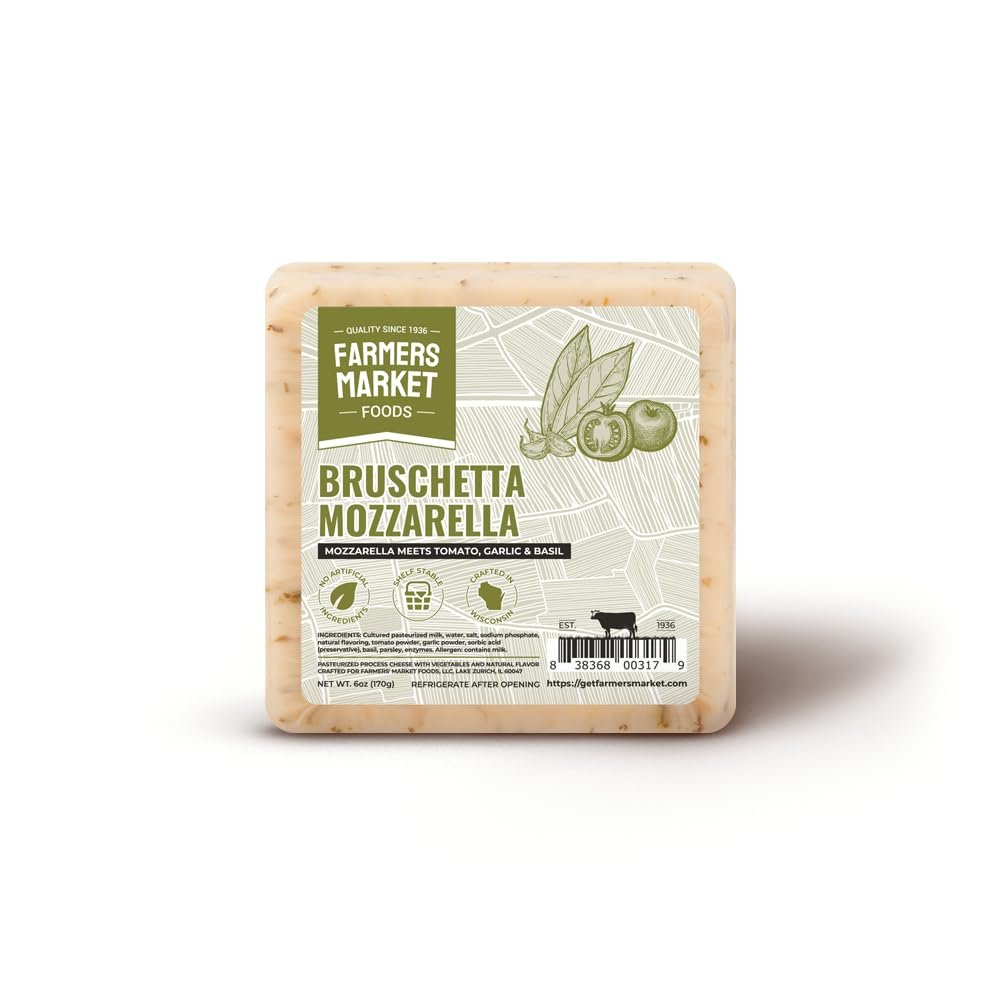 Farmers Market, Gluten Free, Keto, Paleo, Low Sodium, Zero Sugar, Wisconsin Cheese Gift Sets, 1-Pack, Bruschetta Mozzarella