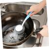 DEARMAMY Long Handle Steel Ball Brush Dish Scrubber for Cleaning Pots Dishes Glasses Bowls Pans Non-Slip Grip Blue Dishwashing Brush Random Style view 3