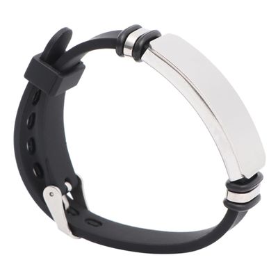 Ipetboom Silicone Bracelet Stainless Steel Curved Card Adjustable Wrist Strap for Men and Women for Sports and Outdoor Activities Sturdy and Stylish Design