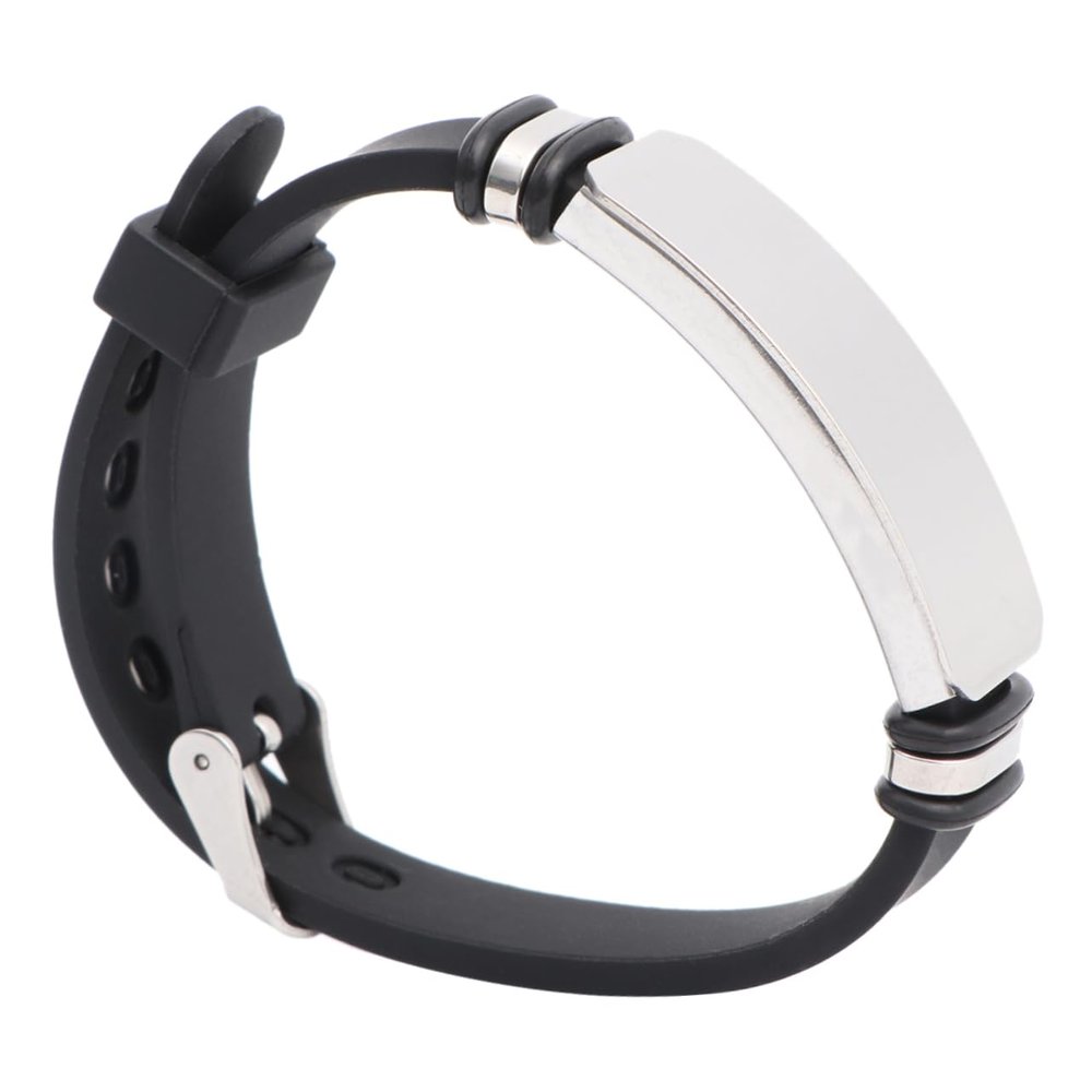 Ipetboom Silicone Bracelet Stainless Steel Curved Card Adjustable Wrist Strap for Men and Women for Sports and Outdoor Activities Sturdy and Stylish Design