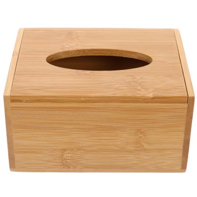 MUCKLILY Bamboo Tissue Box Holder Lid Rectangular Napkin Dispenser for Desktop Vintage Tissue Box Cover Household Storage Organizer