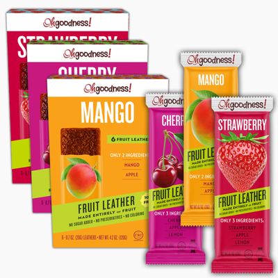 Oh Goodness! Fruit Leather Variety 3 Pack= 18 Count. No Sugar Added
