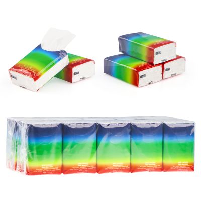 10 Pack Bulk Pocket Tissues, 3-Ply Soft Travel Tissue, Rainbow Gradient Design, 10 Sheets per Pack Individual Packs Portable Facial Tissues for, Office, School, and Daily Use