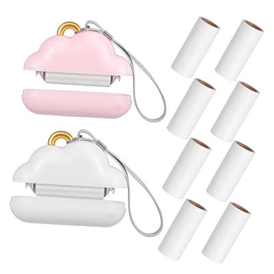 HOUDERCO 2pcs Sticky Lint Roller for Pet Hair Removal Portable with Protective Cover for Clothes Upholstery Bedding and Carpets