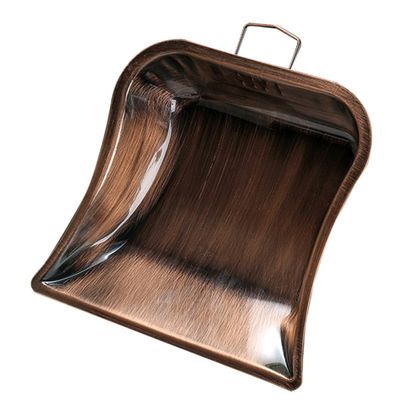 Cabilock Stainless Steel Dustpan Red Bronze Handheld Dustpan Handle for Desktop Cleaning Industrial Use