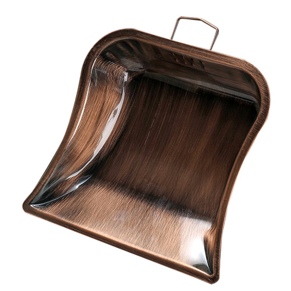 Cabilock Stainless Steel Dustpan Red Bronze Handheld Dustpan Handle for Desktop Cleaning Industrial Use