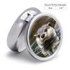 Cute Otter Pill Box 3 Compartment Small Pill Case with Mirror for Purse & Pocket Travel Medicine Organizer Daily Medication Container Portable Pillbox Metal Medicine Box Round Meds Case view 2