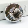 Cute Otter Pill Box 3 Compartment Small Pill Case with Mirror for Purse & Pocket Travel Medicine Organizer Daily Medication Container Portable Pillbox Metal Medicine Box Round Meds Case view 4