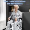 Automatic Toilet Chair Riser, Movable Electric Toilet Chair with Anti-slip Double Armrests and 360 Universal Wheels with Brakes, Ergonomic 29 Lifting Angle, Stop When Release Hand, for Elderly view 2