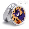 Halloween Cat Pill Box Case 3 Compartment Travel Medicine Pill Organizer 3x A Day Portable Vitamin Organizer with Mirror Small Pillbox for Purse & Pocket Cute Daily Medicine Container Metal Vitamin Ca view 2