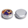 Halloween Cat Pill Box Case 3 Compartment Travel Medicine Pill Organizer 3x A Day Portable Vitamin Organizer with Mirror Small Pillbox for Purse & Pocket Cute Daily Medicine Container Metal Vitamin Ca view 3