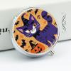 Halloween Cat Pill Box Case 3 Compartment Travel Medicine Pill Organizer 3x A Day Portable Vitamin Organizer with Mirror Small Pillbox for Purse & Pocket Cute Daily Medicine Container Metal Vitamin Ca view 4