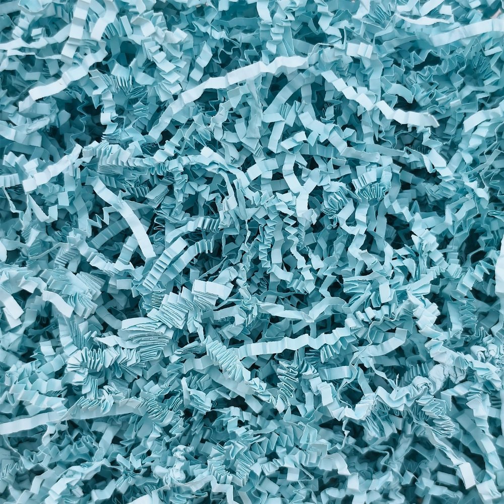 Crinkle Cut Paper Shred Filler,1 LB Blue Shredded Paper for Gift Boxes Bags Basket Filler Decoration,Grass Cushion Paper Streamer Stuffing for Christmas,Thanksgiving,Mother's Day Gift Wrapping