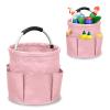 Yallmie 17L Cleaning Caddy with Handle, Foldable Cleaning Supply Caddy with 6 Pockets Cleaning Caddy Bag for Outdoor Camping Garden Harvest Basket Bathroom Storage (Pink) view 1