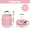 Yallmie 17L Cleaning Caddy with Handle, Foldable Cleaning Supply Caddy with 6 Pockets Cleaning Caddy Bag for Outdoor Camping Garden Harvest Basket Bathroom Storage (Pink) view 2