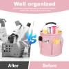 Yallmie 17L Cleaning Caddy with Handle, Foldable Cleaning Supply Caddy with 6 Pockets Cleaning Caddy Bag for Outdoor Camping Garden Harvest Basket Bathroom Storage (Pink) view 3