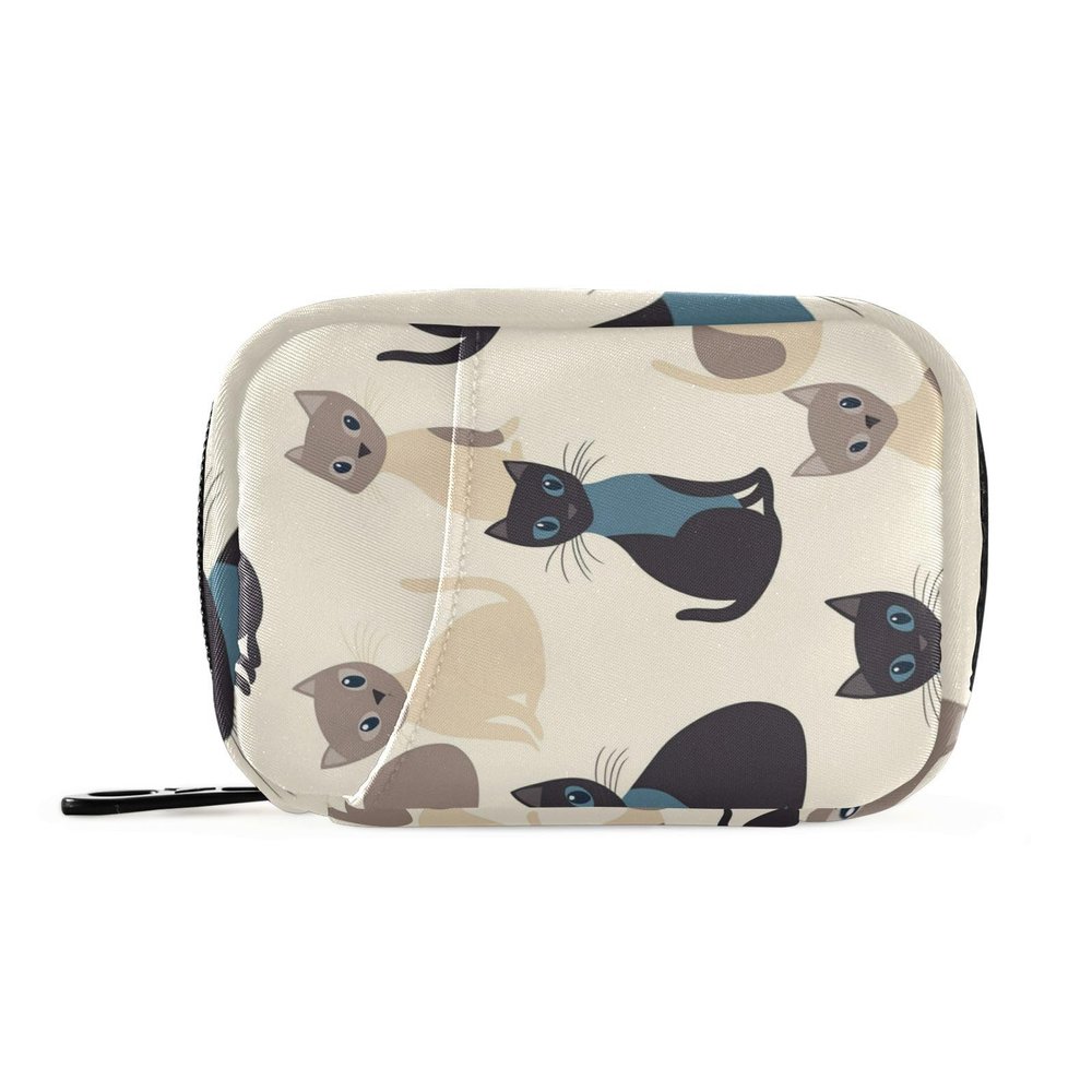 QwThum Beige Siamese Cat Cute Pill Organizer Weekly Travel Pill Box 7 Day Large Capacity Pill Dispenser with 8 Pill Container Daily Pill Box Organizer Vitamin Holder Pill Bottle Organizer Small