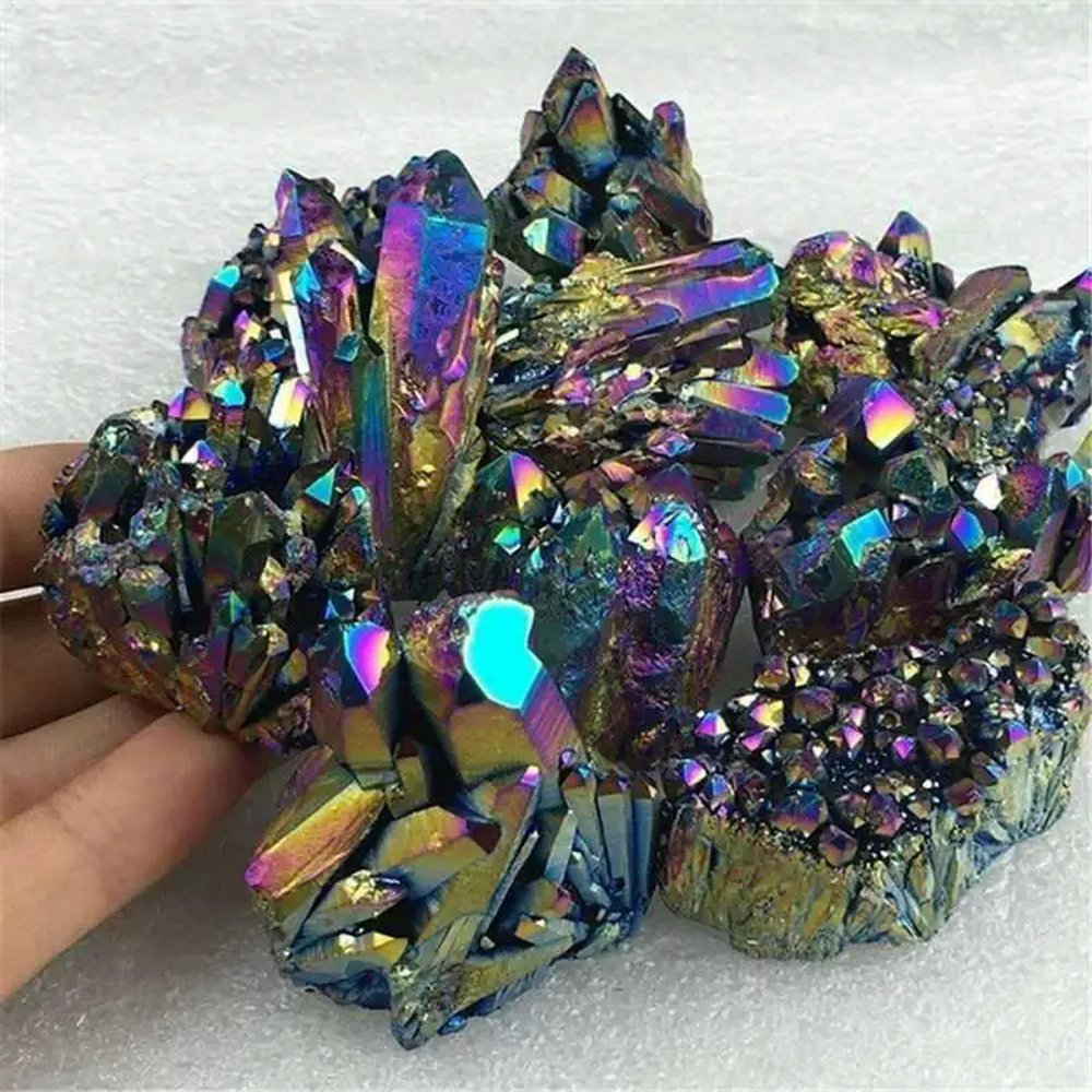 150g Natural Colorful Quartz Titanium Bismuth Crystal Stone Cluster VUG