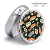 Sushi Food Pattern Pill Organizer 3 Compartment Travel Pillbox with Mirror Daily Medicine Pill Case Metal Pill Box for Purse & Pocket Portable Small Medicine Box Round Vitamin Case Container view 2